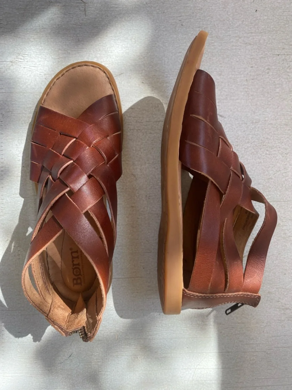 Born Tan Brown Woven Leather Sandals - Picture 2 of 5